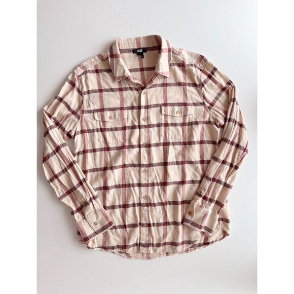 Men's PAIGE Everett Rusted CopperCheck Cotton Flannel Button Down Shirt, Size L - Picture 3 of 14